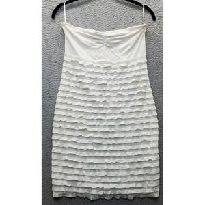Divided By H&M Mini Dress Womens 6 White Viscose Ruffle Tiered Lined Stretch
